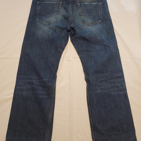 Diesel Jeans Men's 33 X 29 Blue Viker Button Fly Straight Leg Distressed Denim - Picture 2 of 9